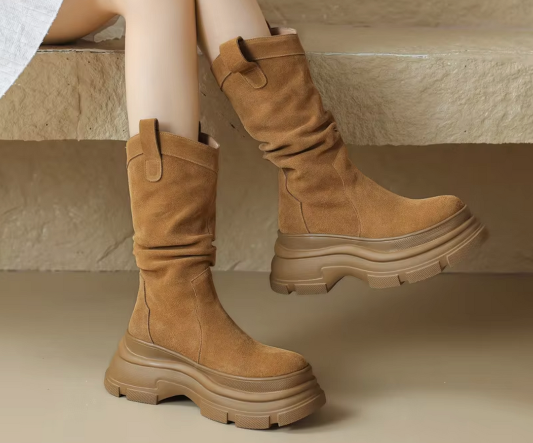 Aerith – Dicke Plateaustiefel aus Leder