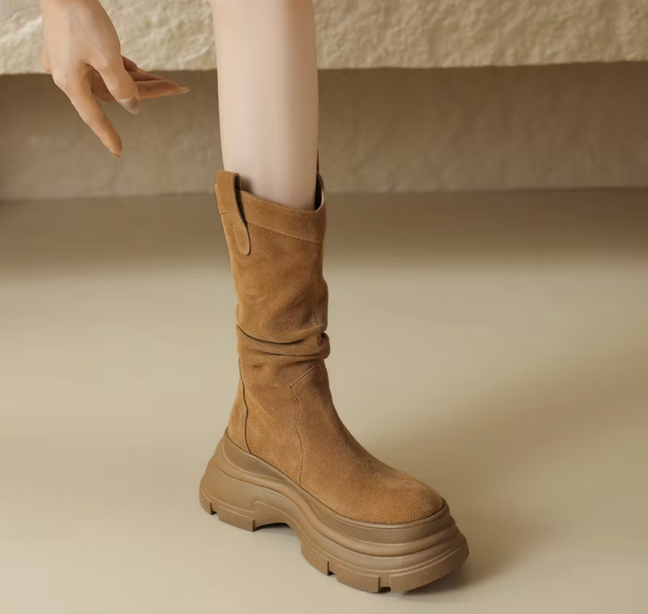 Aerith – Dicke Plateaustiefel aus Leder