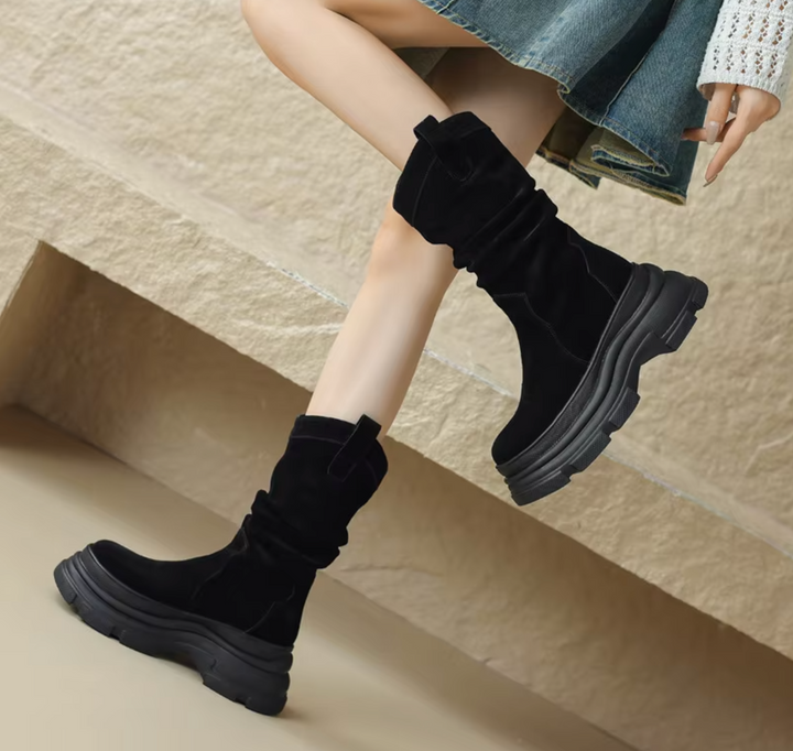 Aerith – Dicke Plateaustiefel aus Leder